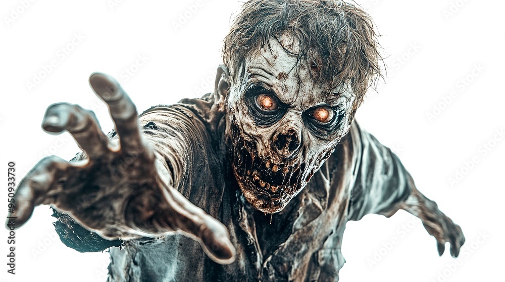 Scary zombie on white background Scary zombie on white background