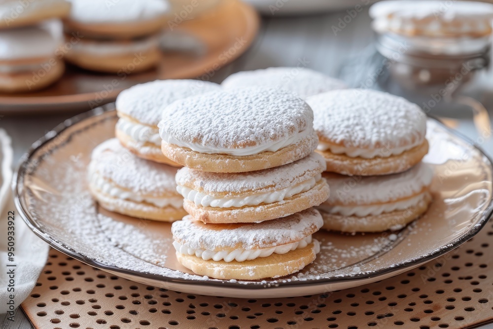Argentinean alfajores on a table Argentinean alfajores on a table
