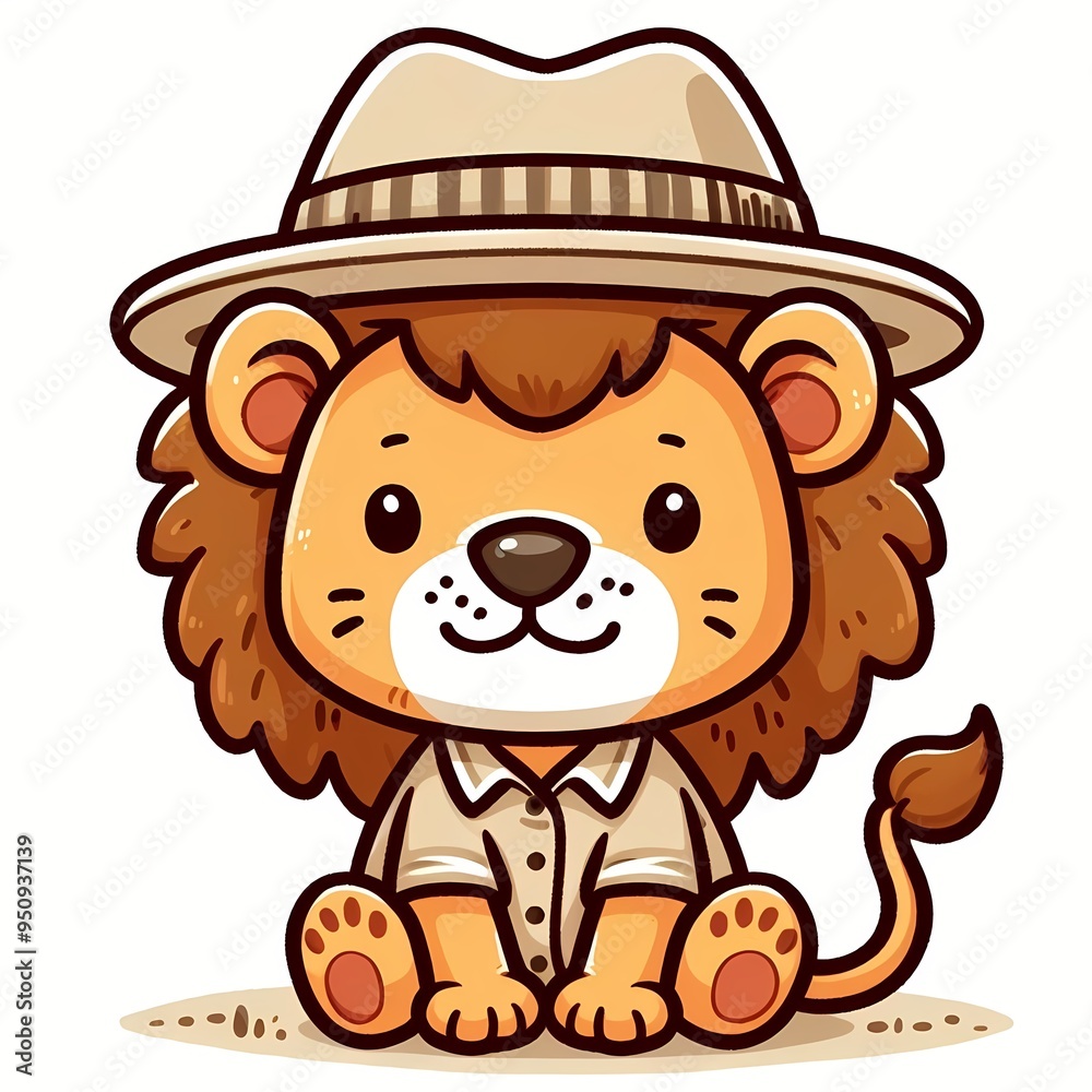 Cute Lion Wearing Hat Cartoon Vector Icon Illustration Cute Lion Wearing Hat Cartoon Vector Icon Illustration