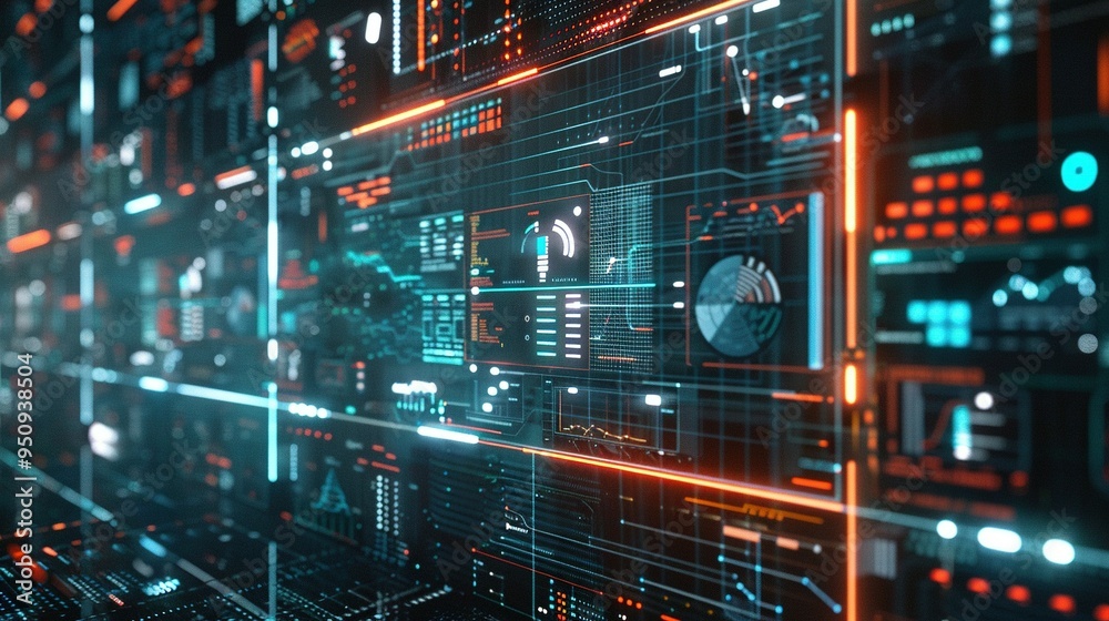 Futuristic Digital Interface with Data Visualization Futuristic Digital Interface with Data Visualization