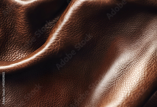 Luxurious Brown Leather Close-Up: Texture and Warmth