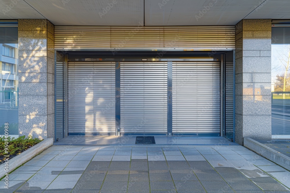 Obraz premium Automated roller shutters on the ground floor of the house