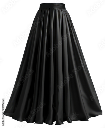 PNG Elegant black satin maxi skirt