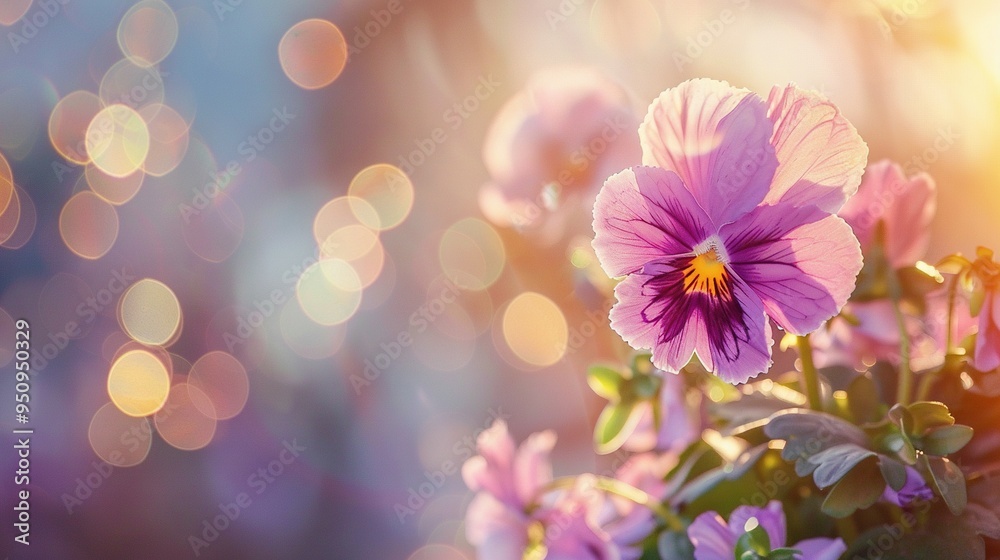 Delicate Pink Pansy Flower in Soft Sunlight