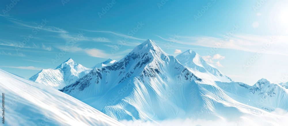 Beautiful Snow Mountains With Clear Blue Sky Is Perfect Holiday Destination For Summer Beautiful Snow Mountains With Clear Blue Sky Is Perfect Holiday Destination For Summer