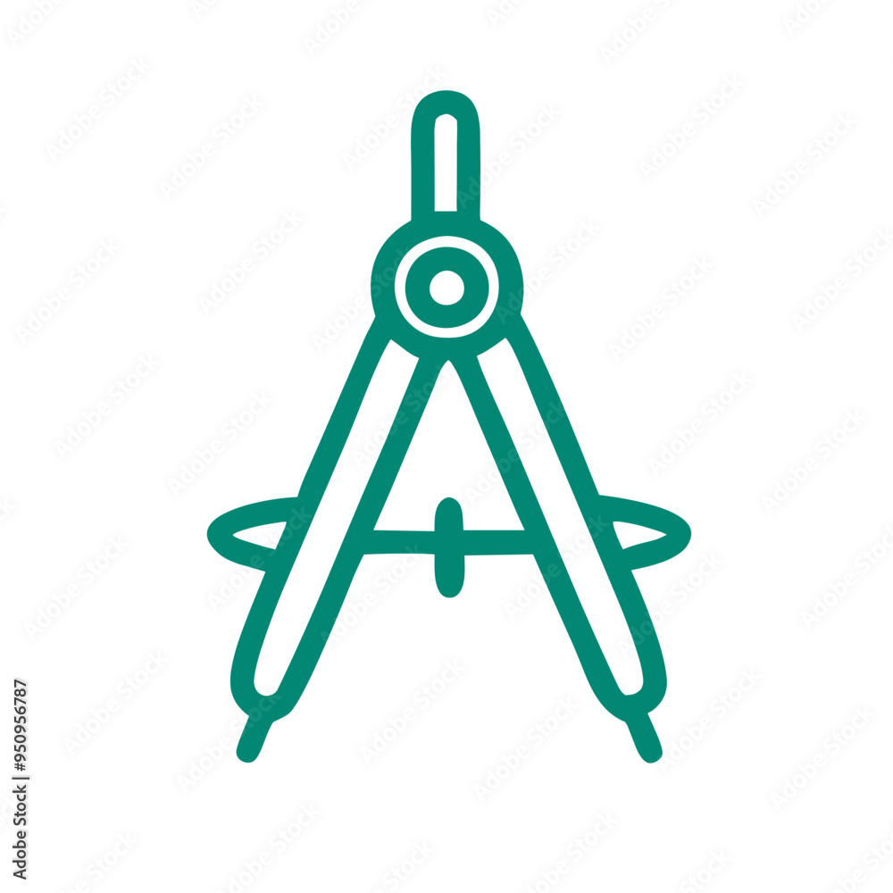 Green Vector Line Art of Compass Drawing Tool, Isolated illustration Green Vector Line Art of Compass Drawing Tool, Isolated illustration