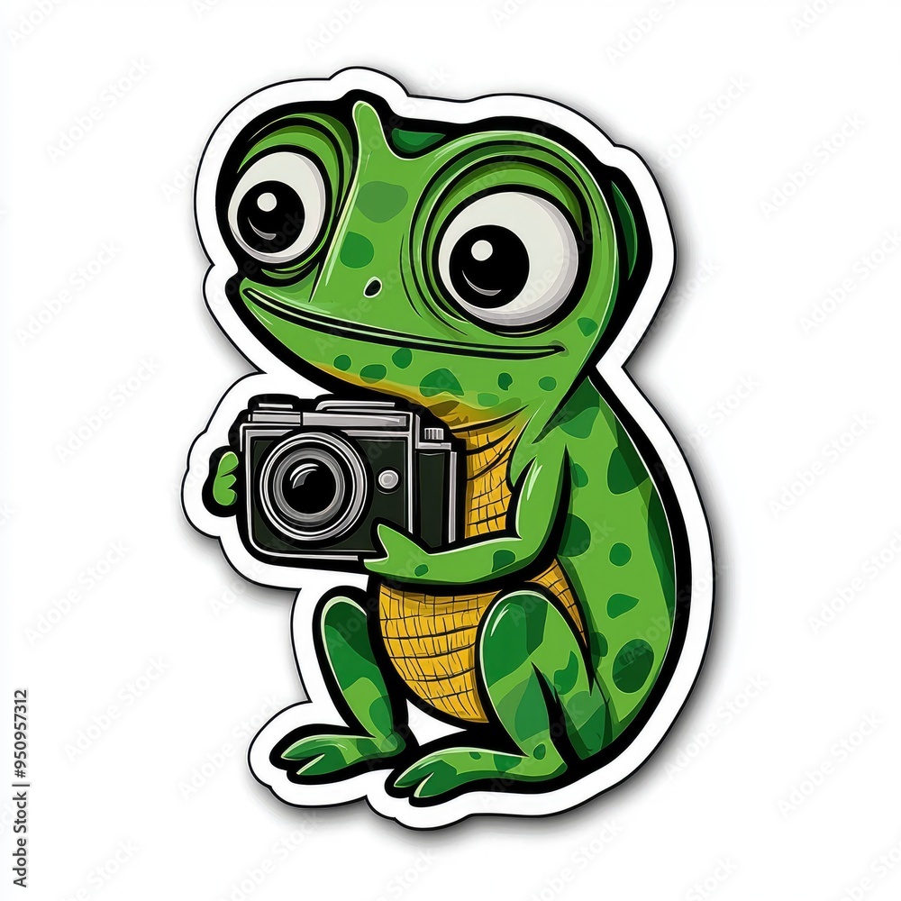 Obraz premium Cute Frog Photographer Holding a Camera