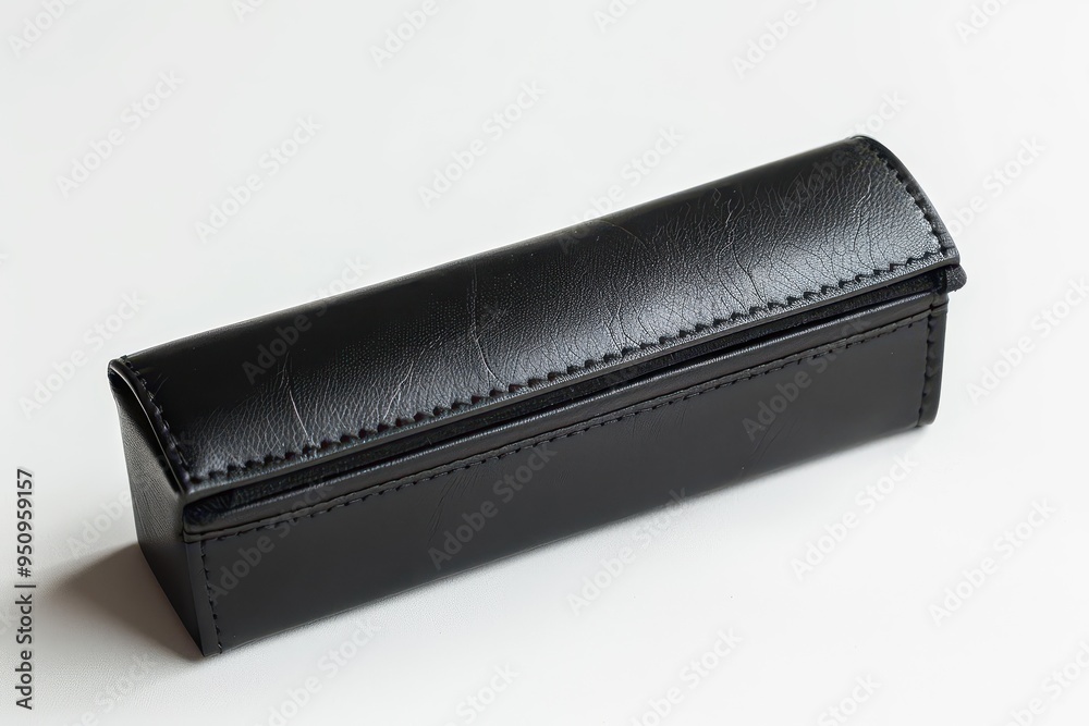Black leather glasses case isolated on white background Black leather glasses case isolated on white background