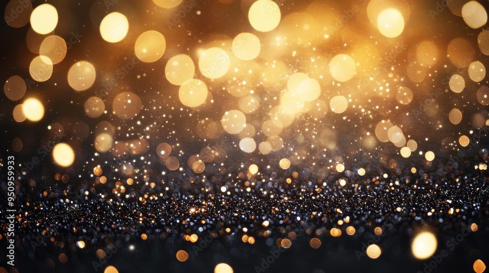 Sparkling Golden Bokeh Lights on a Dark Background Sparkling Golden Bokeh Lights on a Dark Background