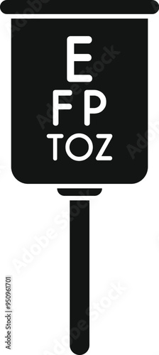 Black silhouette icon of a snellen chart showing decreasing letter sizes for an eye exam