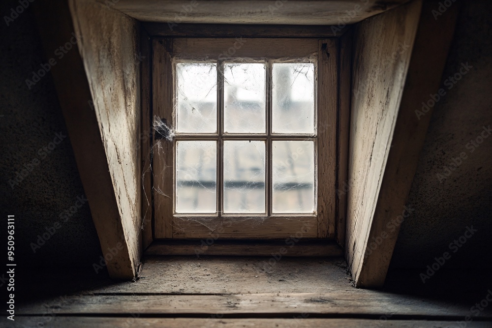 Old Window with Cobwebs Old Window with Cobwebs