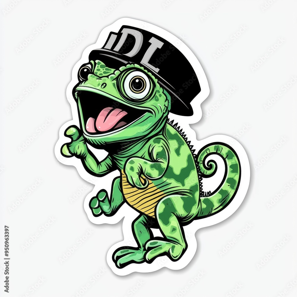 Cartoon Lizard in a Hat with DL Logo Cartoon Lizard in a Hat with DL Logo