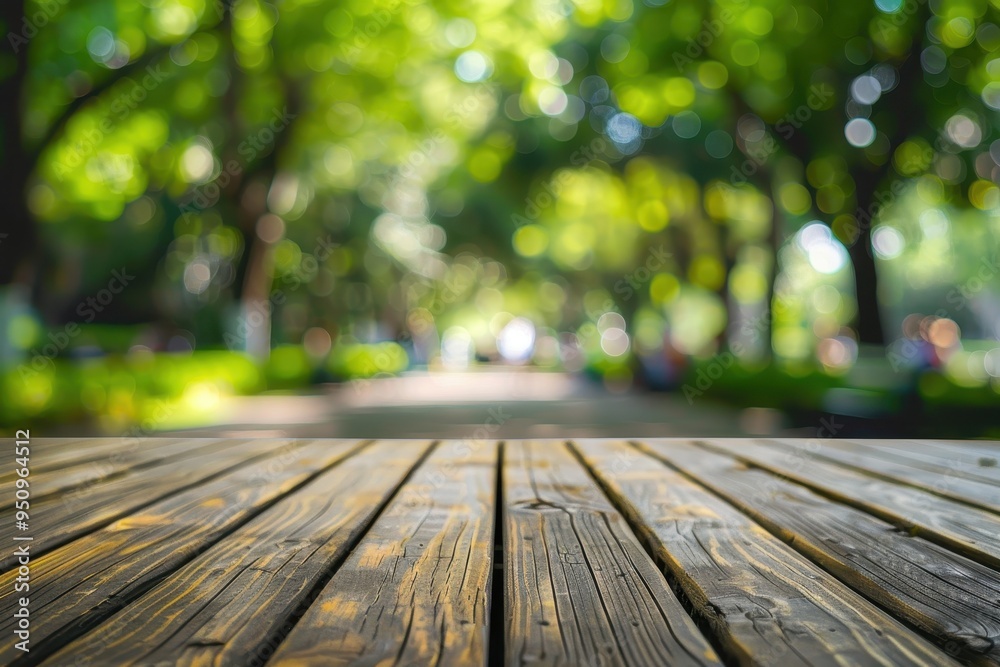 Blurry people in park with wooden perspective Blurry people in park with wooden perspective