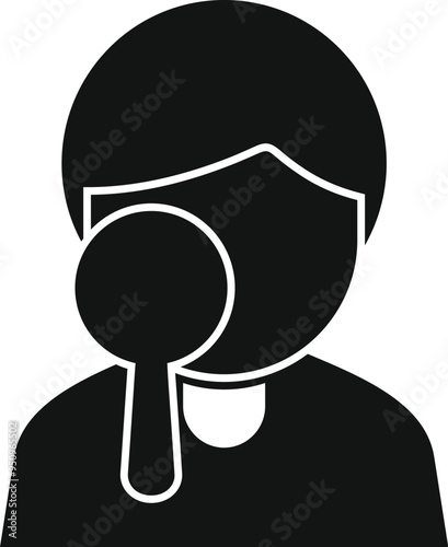 Simple vector icon of an otolaryngologist using an otoscope to examine a patient