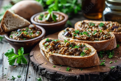 Bread with eggplant spread