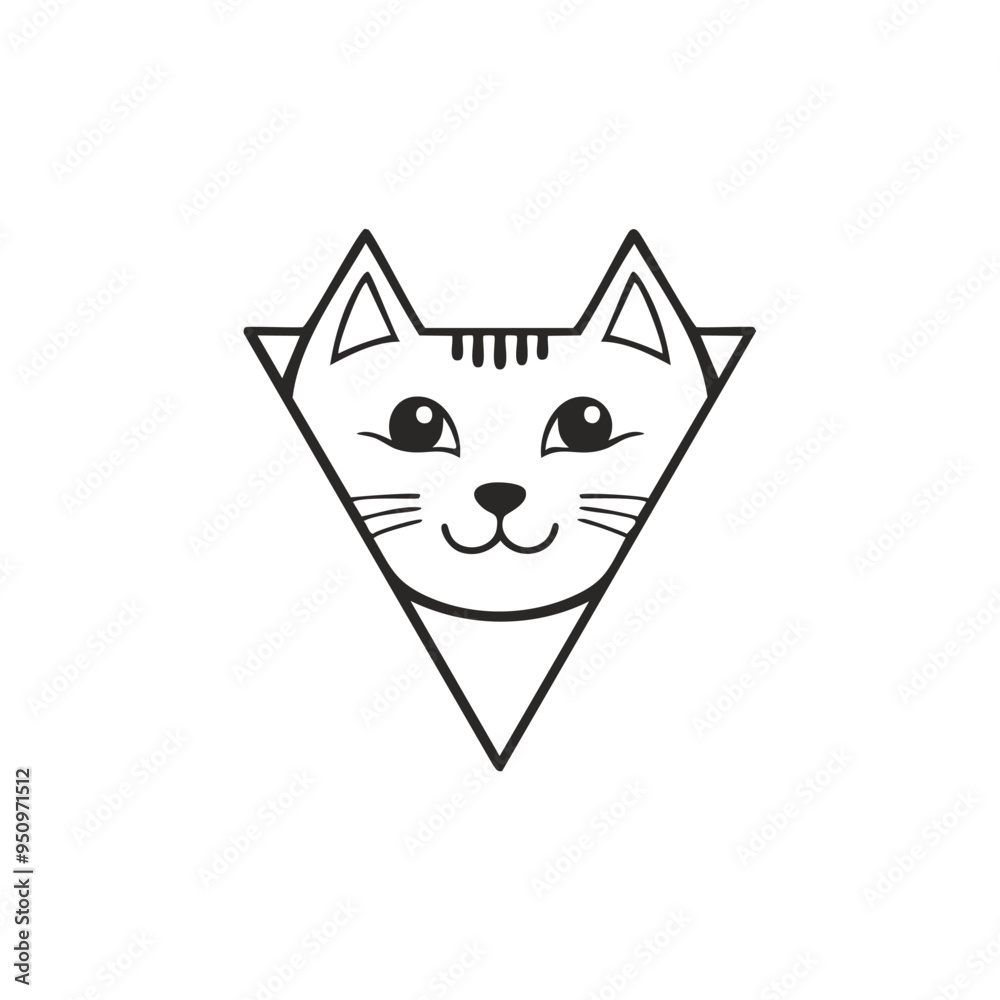Fototapeta premium kitten head smiling black vector