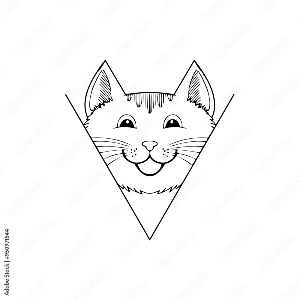 Fototapeta premium kitten head smiling black vector