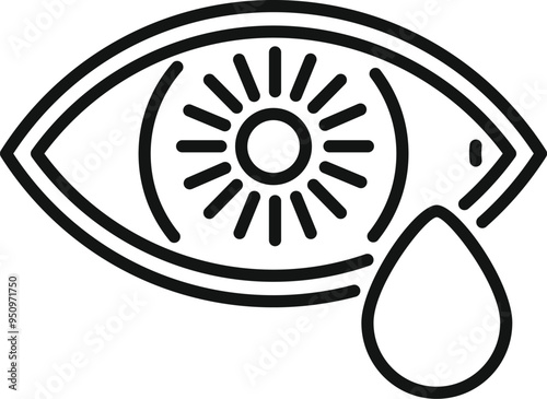 Simple vector icon of a human eye shedding a tear, conveying sadness, sorrow, and emotional pain