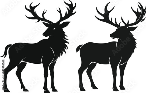 elk silhouette vector illustration black 