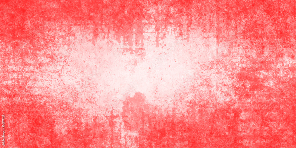 Naklejka premium Abstract red grunge texture concrete wall fragment with scratches and cracks background, hires grunge watercolor texture and background with red and white rustic streaks and smudge on the metal sheet.
