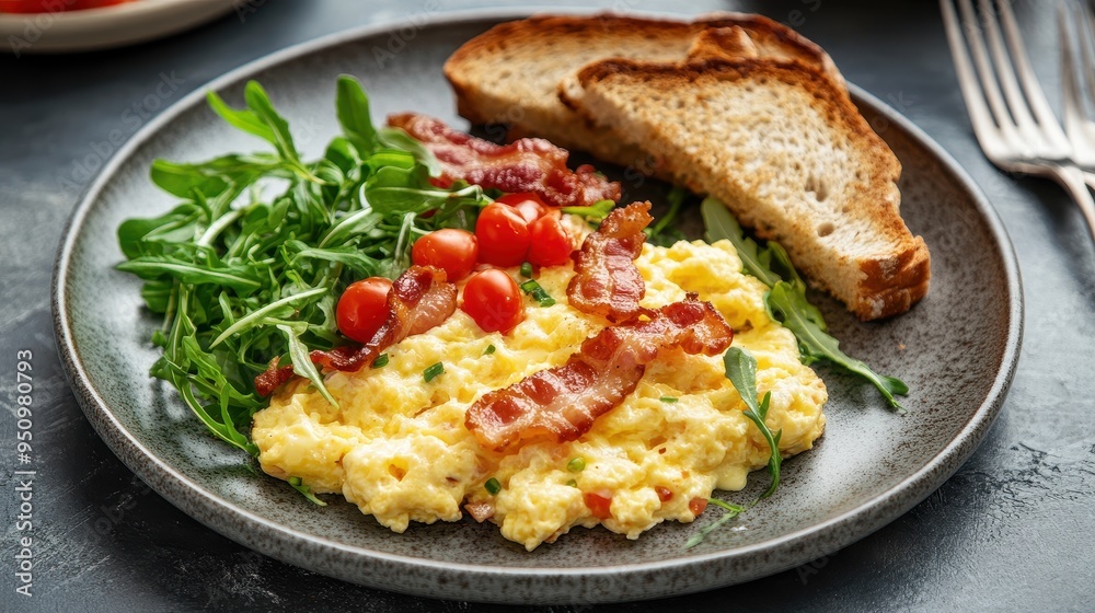 Delicious Breakfast Scramble with Freshly Baked Bread Delicious Breakfast Scramble with Freshly Baked Bread
