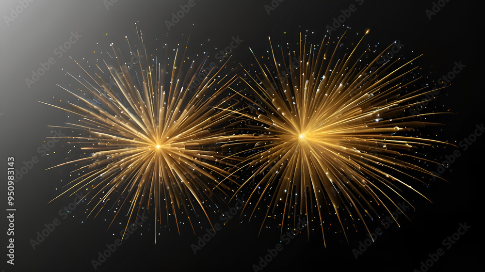 Fototapeta premium Golden firework texture, thin stroke lines. Isolated png illustration, transparent background. Design for overlay, montage, texture. Happy new year concept.