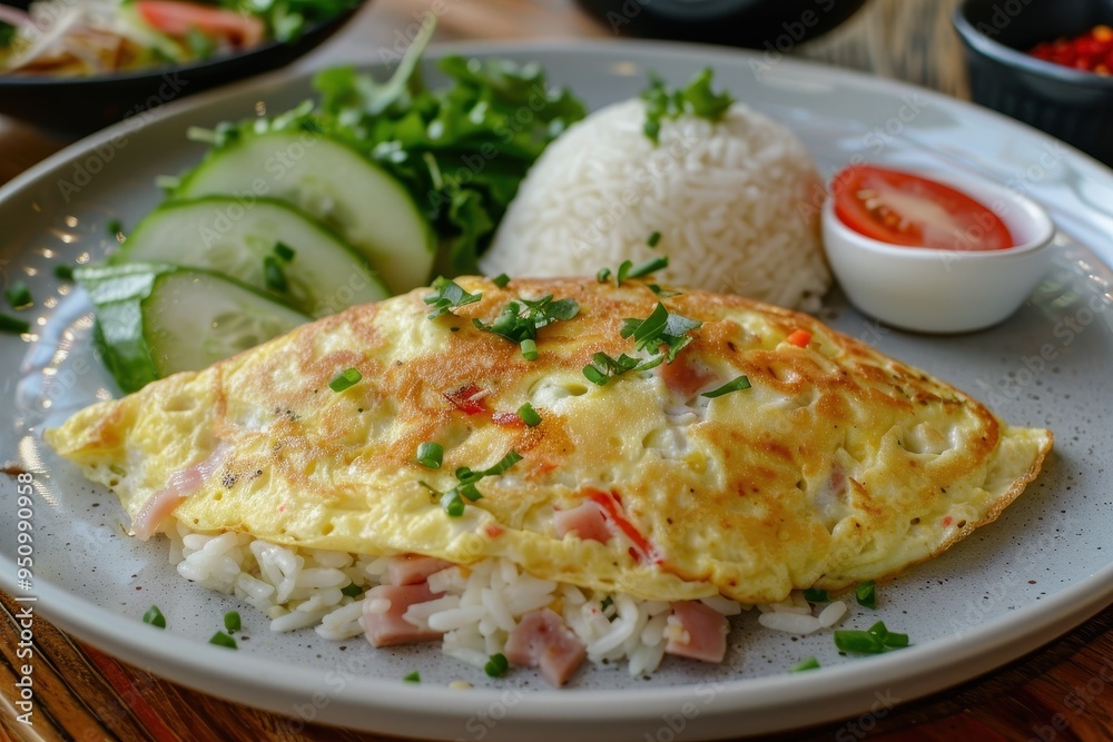 Ham omelet over rice Ham omelet over rice