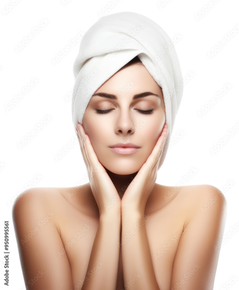 PNG  Woman with wrap towel portrait adult photo.
