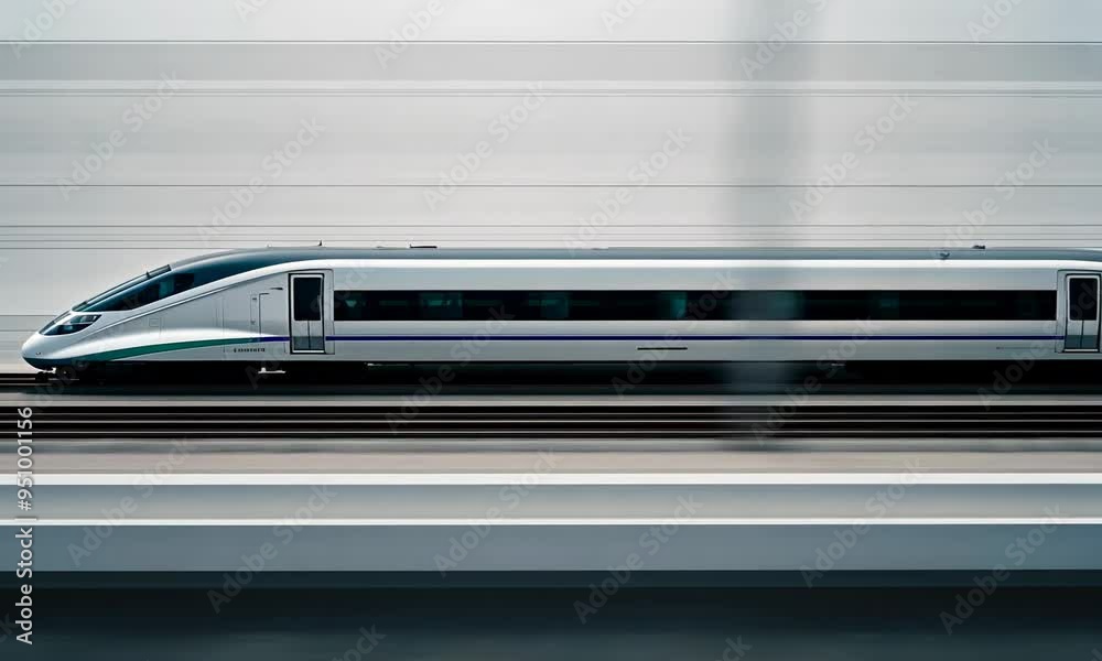 High-speed train in motion on a track High-speed train in motion on a track