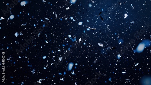 Silver confetti falling