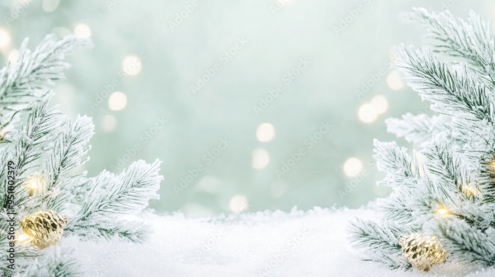 Christmas background - snow landscape with sparkling lights Christmas background - snow landscape with sparkling lights