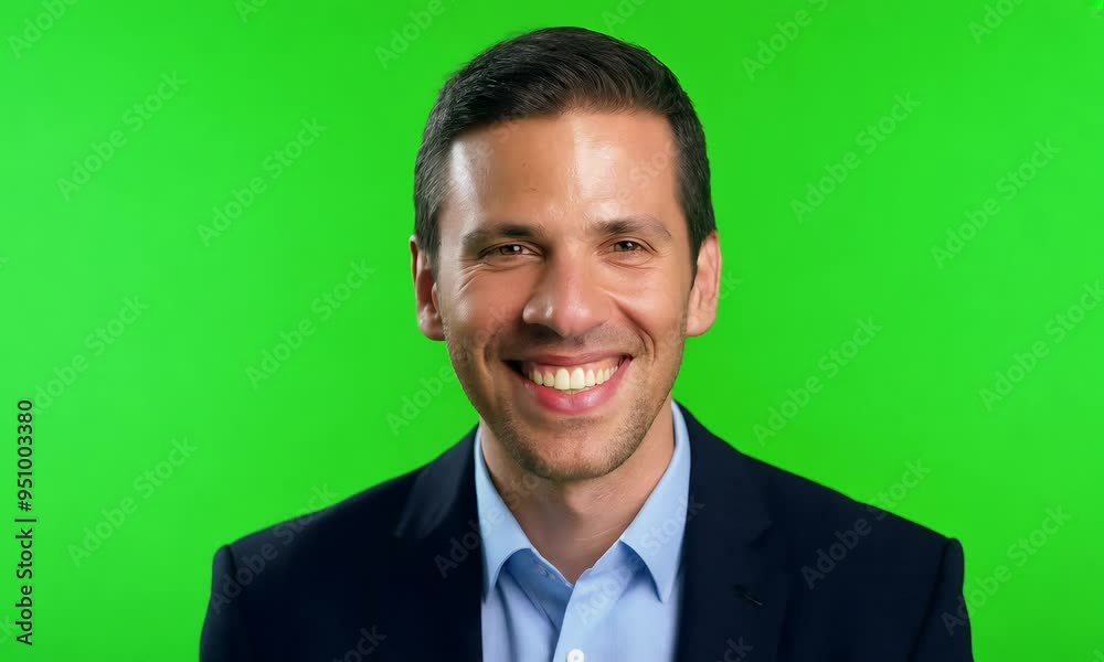 Confident Professional Smiles on Green Screen Background Confident Professional Smiles on Green Screen Background