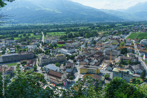 Widok z góry na Vaduz w Lichtenstein