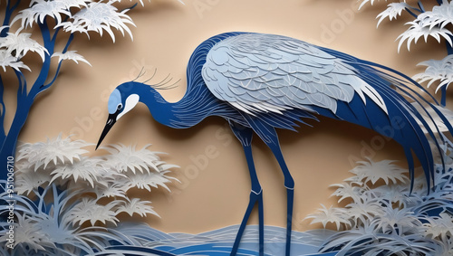 Japanese paper cut crane art