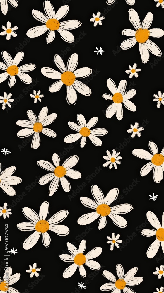 White daisies on black White daisies on black