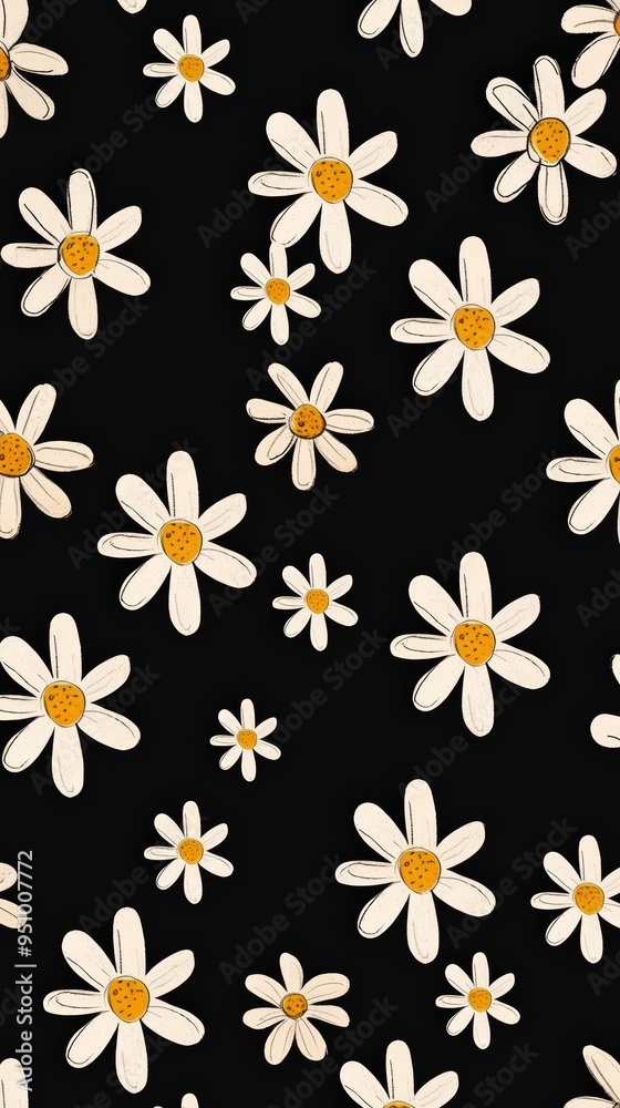 White daisies on black White daisies on black
