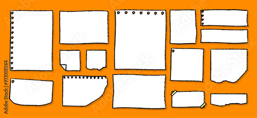 Hand Drawn Torn Paper Sheets. Torn Paper. Full Vector!