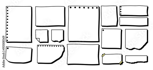 Hand Drawn Torn Paper Sheets. Cartoon Torn Paper with Shadow. Full Vector!