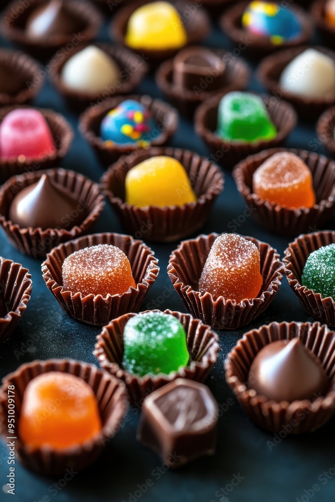 Vibrant and Delightful Assortment of Artisanal Chocolate Candies Vibrant and Delightful Assortment of Artisanal Chocolate Candies