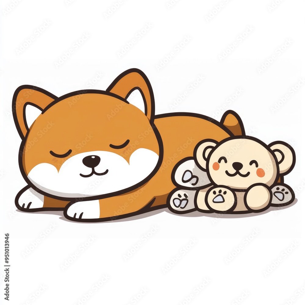 Cute Dog Sleeping with Teddy Bear Cute Dog Sleeping with Teddy Bear