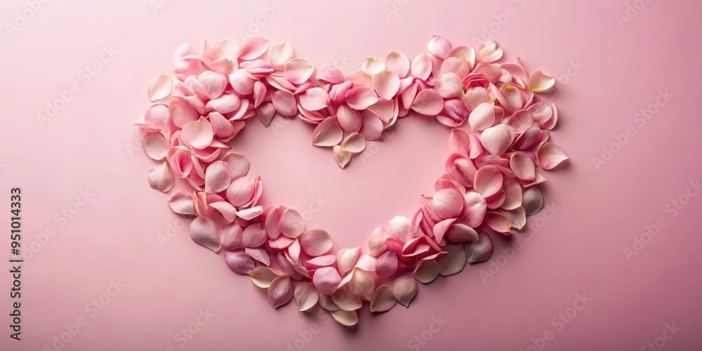 Heart shape made of petals on light pink background for Valentine's Day celebration Heart shape made of petals on light pink background for Valentine's Day celebration