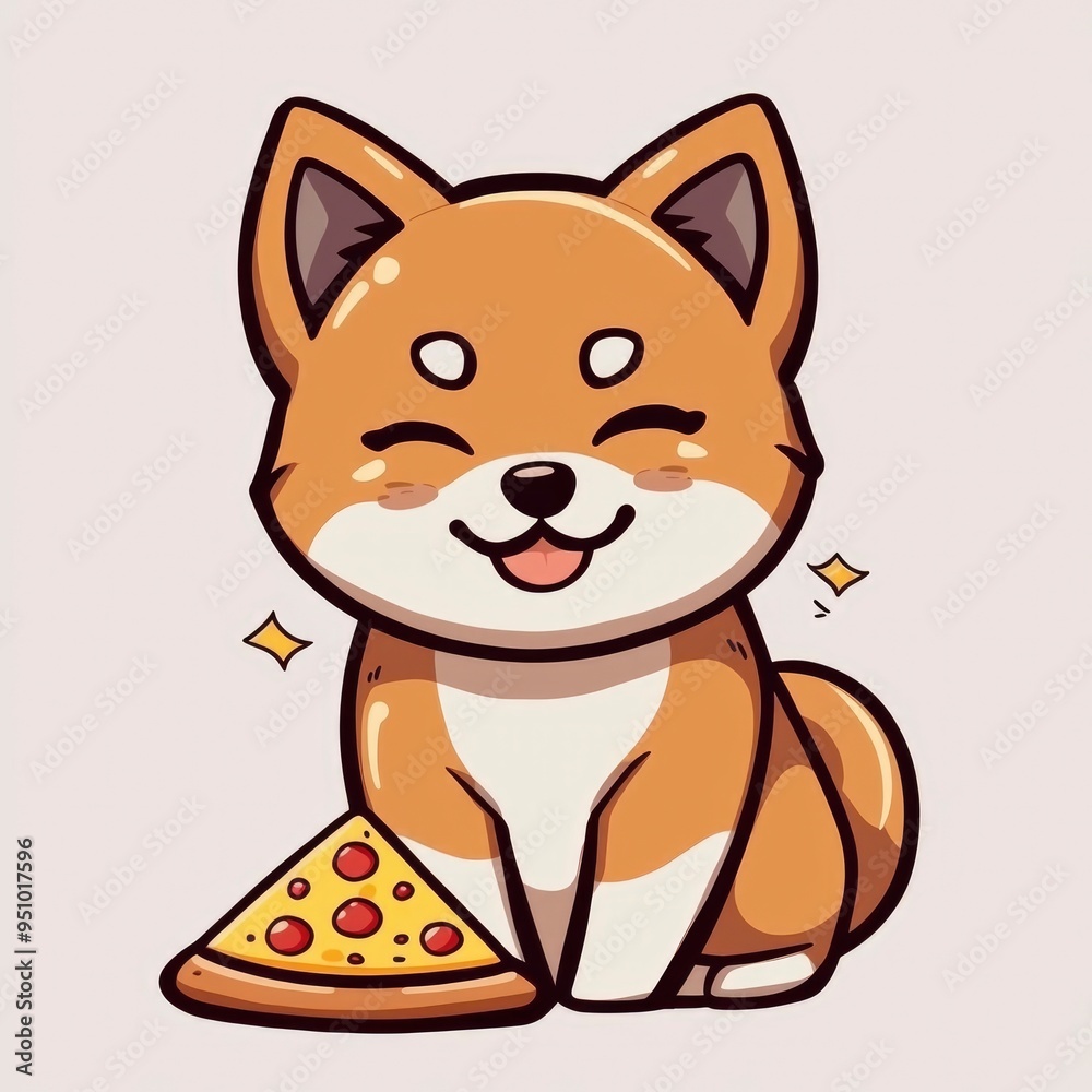 Cute Shiba Inu Dog Holding a Slice of Pizza Cute Shiba Inu Dog Holding a Slice of Pizza