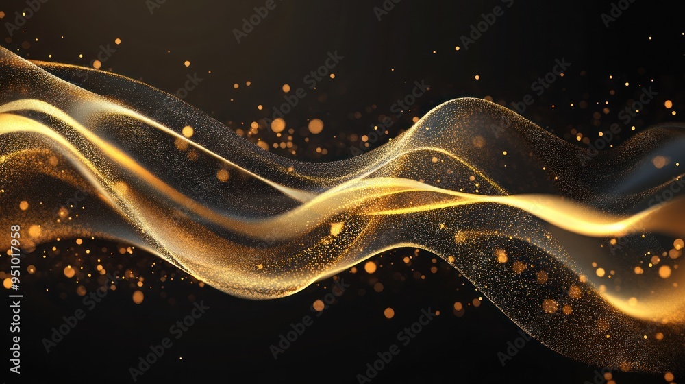 Abstract Golden Wave with Bokeh Lights Abstract Golden Wave with Bokeh Lights