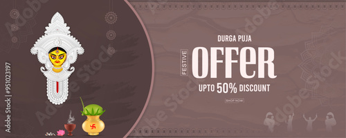 Durga Puja Sale, Banner, Vector Illustration Art, Durga Puja Banner, Offer, Durga Puja Background, Happy Durga Puja, Poster, Durga Puja Sale Banner, Frame, Durga Puja Offer, Tag, Discount, 
