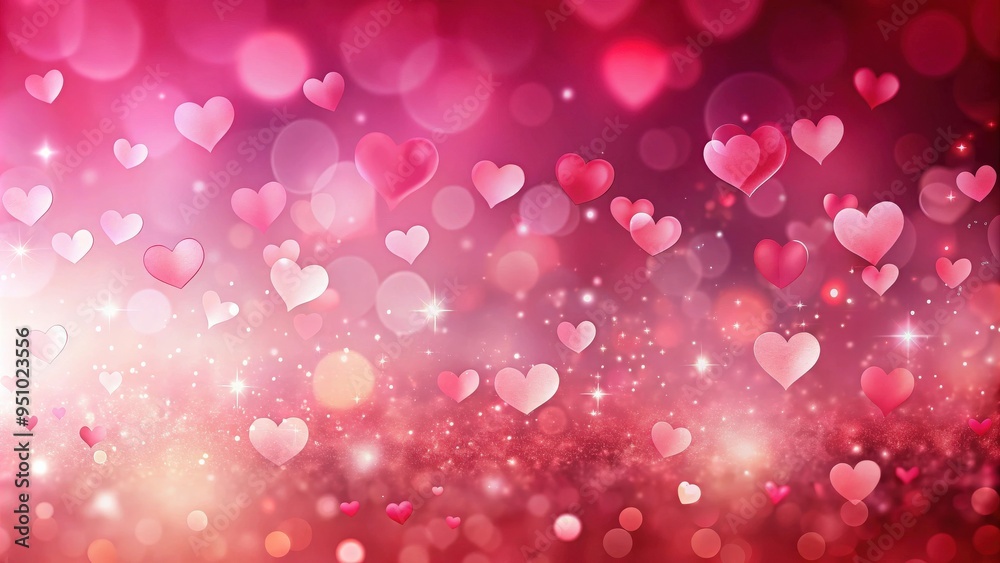 A dreamy and romantic pink and red gradient background with a bokeh effect and scattered hearts A dreamy and romantic pink and red gradient background with a bokeh effect and scattered hearts