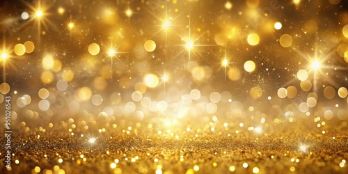 Abstract gold sparkling background with holiday lights creating a mesmerizing glittering effect photo