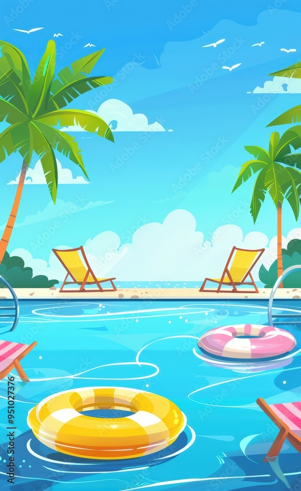 Obraz premium Summer poolside relaxation