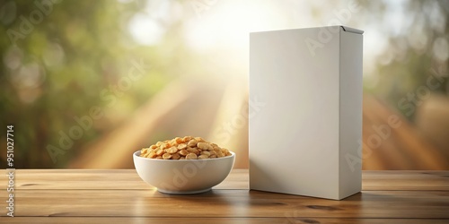 rendering of a cereal box mockup with a background