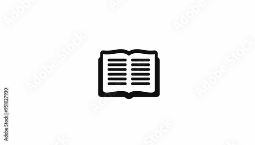 Black and white icon of an open book with visible text lines, representing reading or knowledge.
