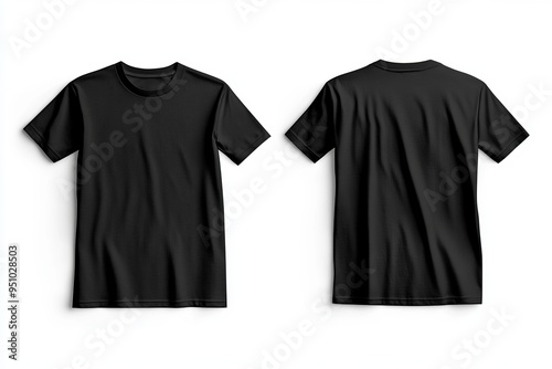 Black T-Shirt Mockup, Front and Back Views